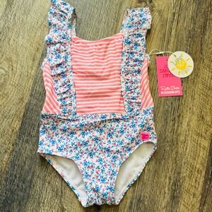 NWT Ruffle butts floral one piece swimsuit 2t B14